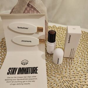 Spoiled Child Plum Tinted Lip Balm + No Crease Hair Clips